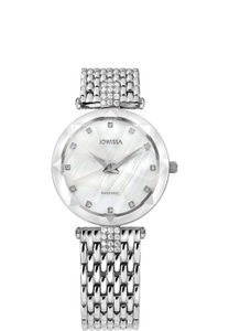 Jowissa, Jowissa Facet Strass Schweizer Damenuhr J5.636.M Weiss / Silber, Facet Strass Schweizer Damenuhr J5.636.M