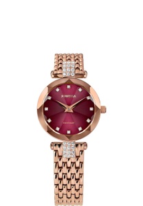 Jowissa, Jowissa Facet Strass Schweizer Damenuhr J5.714.S Rose / Red / Bordeaux, Facet Strass Schweizer Damenuhr J5.714.S