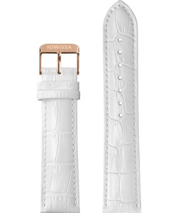 Jowissa, Jowissa Mattes Alligator Leder Uhrband E3.1157 Weiss / Rosa, Mattes Alligator Leder Uhrband E3.1157