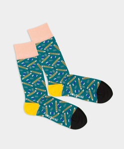 DillySocks, - Socken in Grün mit Schule Motiv/Muster, - Socken in Grün mit Schule Motiv/Muster