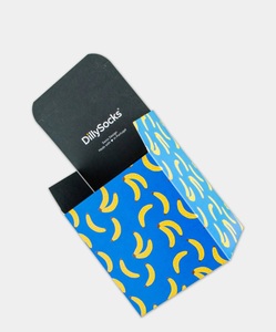 DillySocks, - Geschenkverpackung in Blau mit Früchte Motiv/Muster, - Geschenkverpackung in Blau mit Früchte Motiv/Muster