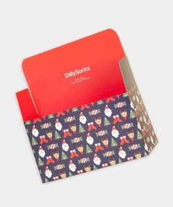 DillySocks, - Geschenkverpackung in Grün mit Weihnachten Motiv/Muster, - Geschenkverpackung in Grün mit Weihnachten Motiv/Muster