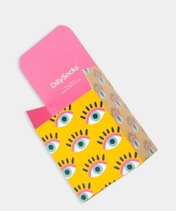 DillySocks, - Geschenkverpackung in Gelb mit Motiv/Muster, - Geschenkverpackung in Gelb mit Motiv/Muster