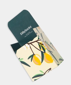 DillySocks, - Geschenkverpackung in Gelb mit Früchte Motiv/Muster, - Geschenkverpackung in Gelb mit Früchte Motiv/Muster