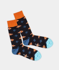 DillySocks, Underground Clown - Socken mit Clownfisch-Muster in schwarz - DillySocks, - Socken in Schwarz mit Tier Motiv/Muster