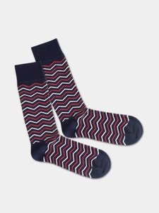 DillySocks, Square Royal - Socken in blau von Dilly Socks, - Socken in Blau mit Streifen Motiv/Muster