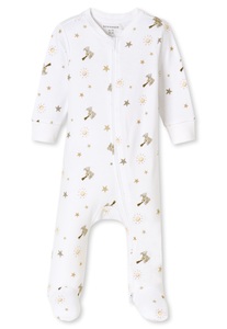 Schiesser, Strampler lang mit Fuß Teddybären weiß - Baby 62/74