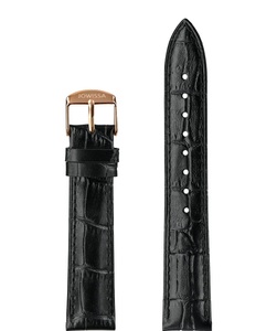 Jowissa, Jowissa Mattes Alligator Leder Uhrband E3.1443.L Schwarz / Rosa, Mattes Leder Uhrband E3.1443.L