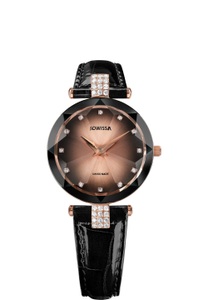 Jowissa, Jowissa Facet Strass Schweizer Damenuhr J5.651.M Rose / Brown / Black, Facet Strass Schweizer Damenuhr J5.651.M