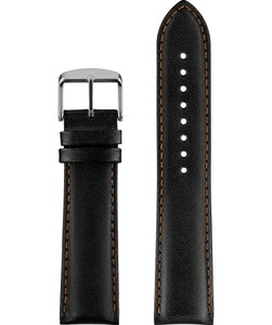 Jowissa, Jowissa Leder Uhrband E3.1363 Schwarz / Silber, Leder Uhrband E3.1363