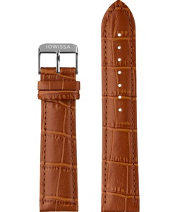 Jowissa, Jowissa Mattes Alligator Leder Uhrband E3.1234 Braun / Silber, Mattes Alligator Leder Uhrband E3.1234
