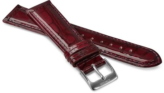 Jowissa, Jowissa Leder Uhrband Glanz Kroko E3.1460.L Rot / Silber, Leder Uhrband Glanz E3.1460.L