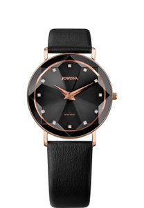 Jowissa, Jowissa Facet Schweizer Damenuhr J5.606.L Schwarz / Rosa, Facet Schweizer Damenuhr J5.606.L