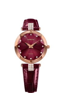 Jowissa, Jowissa Facet Strass Schweizer Damenuhr J5.624.M Bordeaux / Rosa, Facet Strass Schweizer Damenuhr J5.624.M