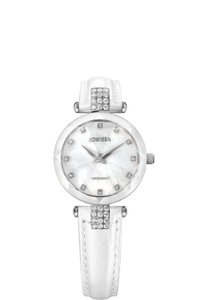 Jowissa, Jowissa Facet Strass Schweizer Damenuhr J5.619.S Weiss / Silber, Facet Strass Schweizer Damenuhr J5.619.S