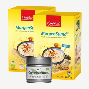 P. Jentschura, 2 x P. Jentschura Morgenstund Hirse-Buchweizen-Brei + nu3 Bio Matcha Tee, 