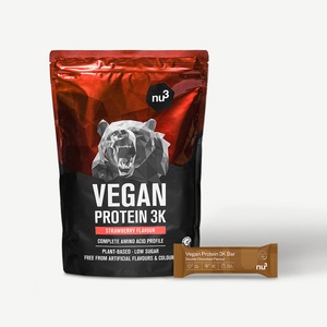 nu3, nu3 Vegan Protein 3K Pulver + Vegan Protein 3K Bar Erdbeere, 