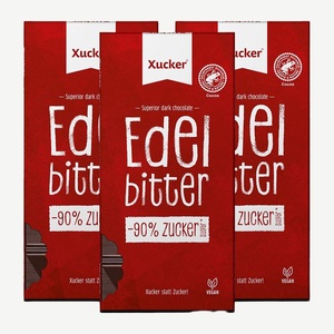 Xucker, Xucker Edelbitter-Schokolade mit Xylit 3 x 80 g, 