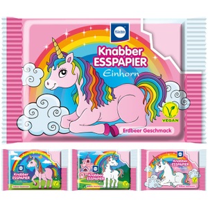 undefined, Knabber Esspapier Edition Einhorn Erdbeer, Zucker Knabber Esspapier Einhorn 25g 1 Stück