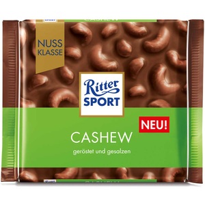 undefined, Ritter Sport Cashew 100g Vollmilchschokolade mit gerösteten und gesalzenen Cashewkernen, Ritter Sport Cashew 100g
