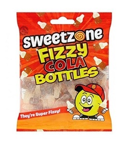 Sweetzone, Sweetzone Fizzy Cola Bottles sauer, 90g, 