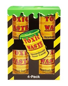 Toxic Waste, Toxic Waste 4-pack Yellow Drums, 4 x 42g, Toxic Waste Assorted Drum 4x42g