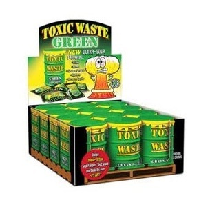 Toxic Waste, Toxic Waste Sour Candy diverse, 42g, Toxic Waste Sour Candy Green