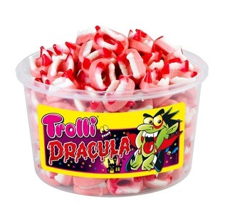 Trolli, Trolli Dracula 150stk, Trolli Dracula 150 Mini-Gebissei Form von Dracula-Zähnen