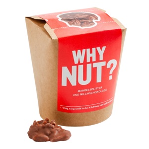 Aeschbach Chocolatier, Why Nut? Milchschokolade mit Mandelsplitter - 150g, Why Nut? Milchschokolade mit Mandelsplitter - 150g