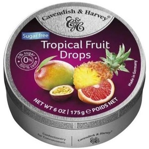 Cavendish & Harvey, Tropical Fruit Drops zuckerfrei - 175g, Tropical Fruit Drops zuckerfrei - 175g