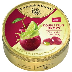 Cavendish & Harvey, Cavendish & Harvey Double Fruit Drops Cherry with Lime Filling 175g, Sauerkirschen Drops gefüllt mit Limetten - 175g