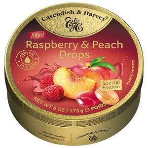 Cavendish & Harvey, Cavendish & Harvey Filled Raspberry & Peach Drops 175g, Himbeer & Pfirsich Drops gefüllt - 175g
