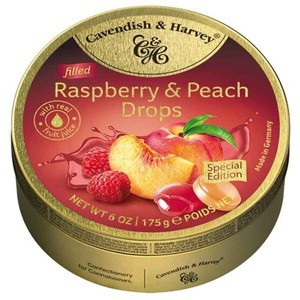 Cavendish & Harvey, Cavendish & Harvey Filled Raspberry & Peach Drops 175g, Himbeer & Pfirsich Drops gefüllt - 175g