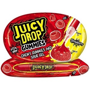 Bazooka, Topps Juicy Drop Pop Gummies Himbeere 57g, Juicy Drop Gummies Erdbeere 57g