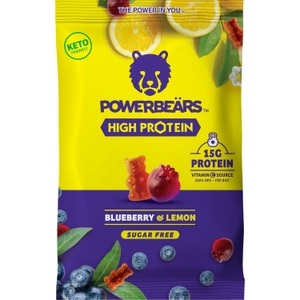 POWERBEÄRS, Powerbeärs High Protein Blueberry & Lemon sugar free 50g, Powerbeärs High Protein Blueberry & Lemon sugar free 50g