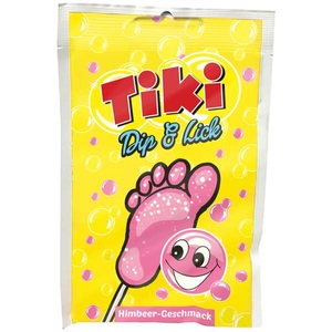 Tiki Brause, Tiki Dip & Lick Himbeer, Tiki Dip & Lick Himbeer Lolli in Fussform