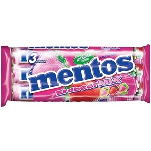 Mentos, mentos Erdbeer Mix 3x37,5g, mentos Erdbeer Mix 3x37,5g Multipack mit 3 Rollen