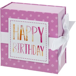 HERGO Creation, Geschenkschachtel Happy Birthday mit Band 13 x 13cm, Geschenkschachtel Happy Birthday mit Band 13 x 13cm