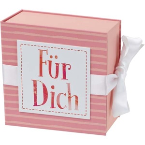HERGO Creation, Geschenkschachtel Für Dich mit Band 13 x 13cm, Geschenkschachtel rosa Für Dich mit Band 13 x 13cm