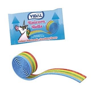 undefined, Vidal Unicorn Rolls Fruchtgummi mit Erdbeer-Geschmack, Vidal Unicorn Rolls 19g