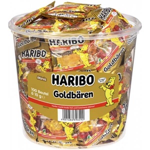 HARIBO, HARIBO Goldbären, Minibeutel, 100 Stück, Haribo Fruchtgummi Goldbären 100 Stück à 10 g