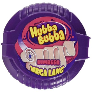 Wrigley's, Hubba Bubba Bubble Tape Kaugummi violett Himbeer mega lang 56g (Kopie), Hubba Bubba Bubble Tape Himbeer Kaugummi-Streifen