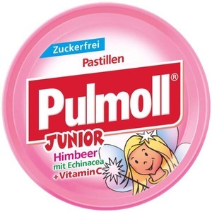 Pulmoll, Pulmoll Junior Himbeer + Vitamin C zuckerfrei, Pulmoll Junior Himbeer + Vitamin C zuckerfrei 50g