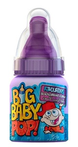 Bazooka, Bazooka Big Baby Pop Blackcurrant 32g, Big Baby Pop! Schleckpulver und Hartkaramelle Babyflasche
