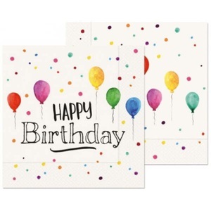 La Vida, Servietten Happy Birthday 20 Stück, Servietten Happy Birthday 20 Stück