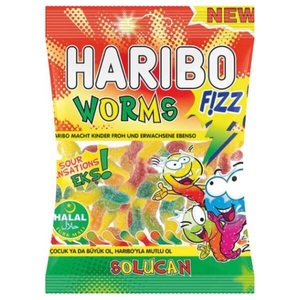 HARIBO, Haribo Worms Fizz Halala 80g, Haribo Fizz Worms 80g Halal