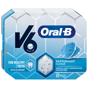 V6, V6 OralB Kaugummi Peppermint (10 Stück), V6 Oral-B Kaugummi Peppermint Blister (10 Stk)