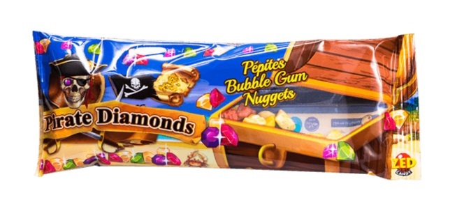ZED Candy, ZED Pirate Diamonds Bubble Gum Nuggets 35g, ZED Candy Pirate Diamonds Gum