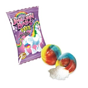 undefined, Fini Unicorn Balls Fizz saure Hartkaramellen mit Fruchtgeschmack und Brausepulver-Füllung, Fini Unicorn Balls Fizz 5g