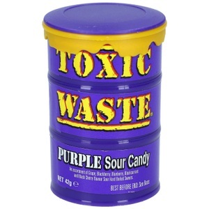 Toxic Waste, Toxic Waste Sour Candy diverse, 42g, Toxic Waste Sour Candy Purple 42g